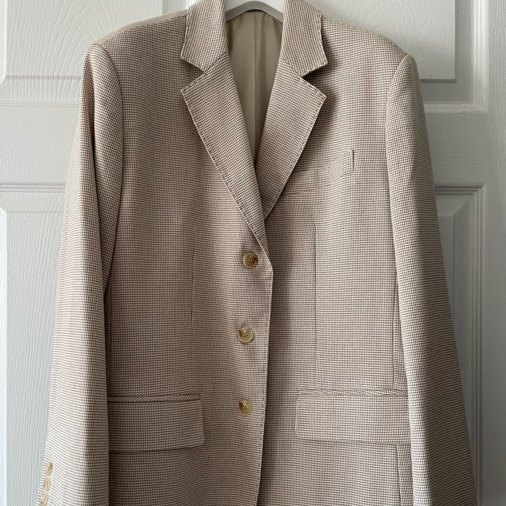 Grove cream tailored blazer, windowpane check pattern